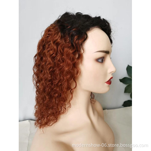 1B/350 1B/99J Water Wave Lace Frontal Wig Virgin Brazilian Human Hair  Deep Curly Lace Front Bob Wig